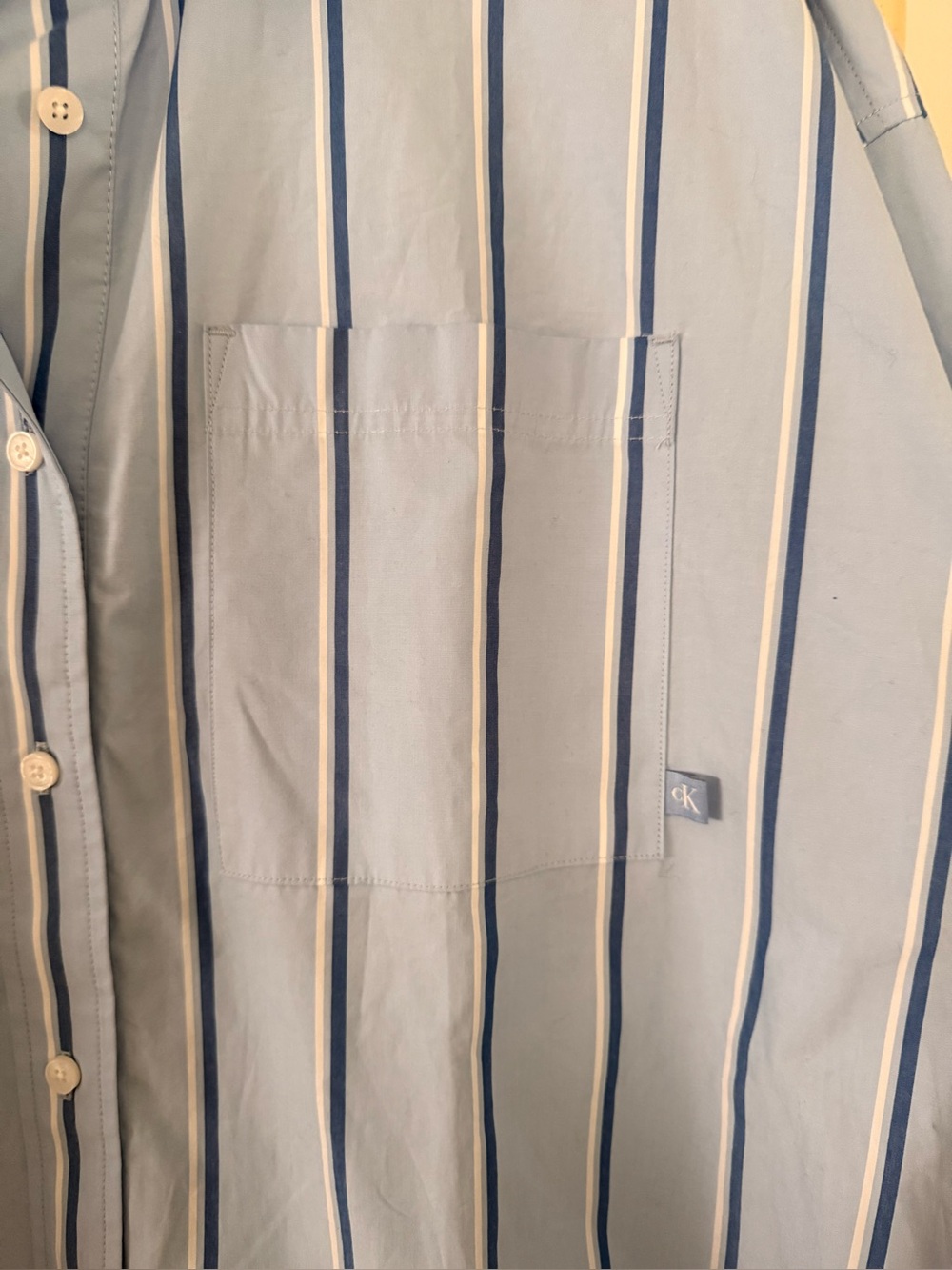 New 💙Calvin Klein Light Blue and Navy Striped Shirt Dress size L - Picture 8 of 14